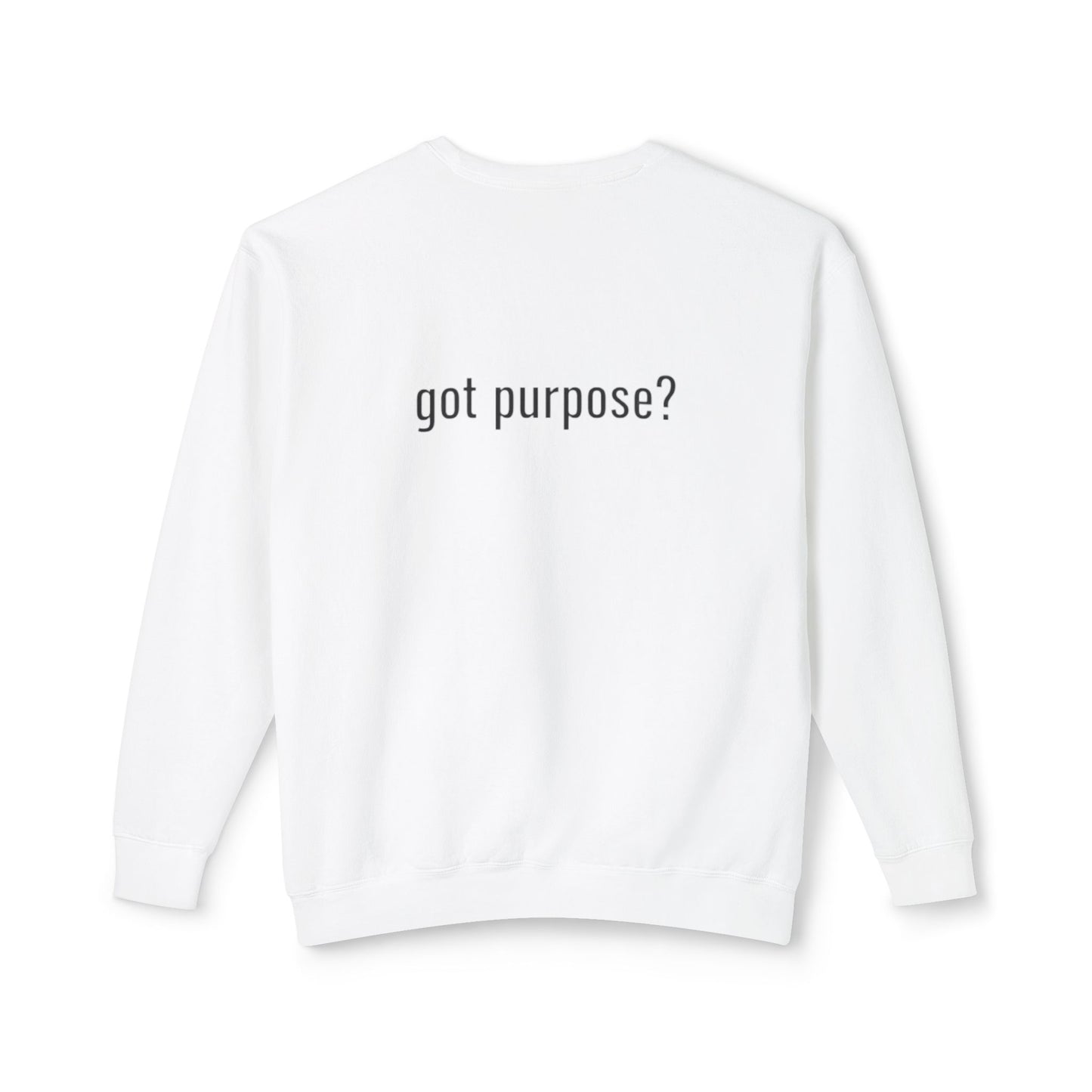 Crewneck Sweatshirt — 'Holistic Vocation' Front + 'got purpose?' Back Minimal Motivational Pullover