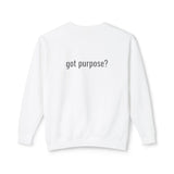 Crewneck Sweatshirt — 'Holistic Vocation' Front + 'got purpose?' Back Minimal Motivational Pullover