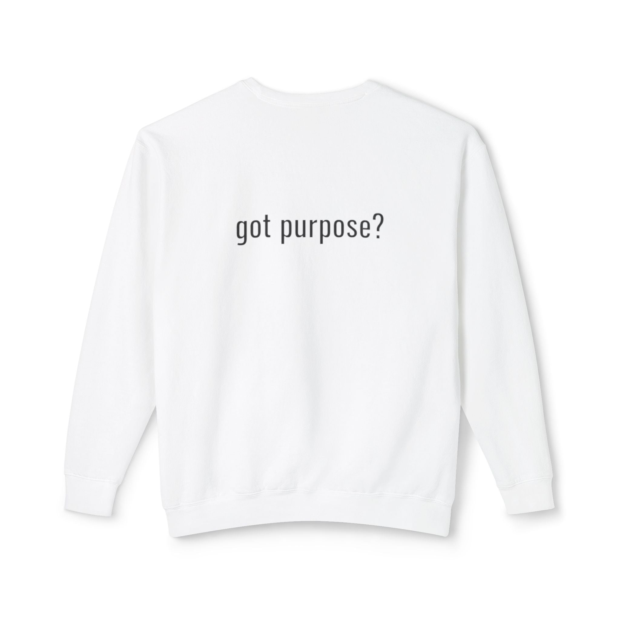 Crewneck Sweatshirt — 'Holistic Vocation' Front + 'got purpose?' Back Minimal Motivational Pullover