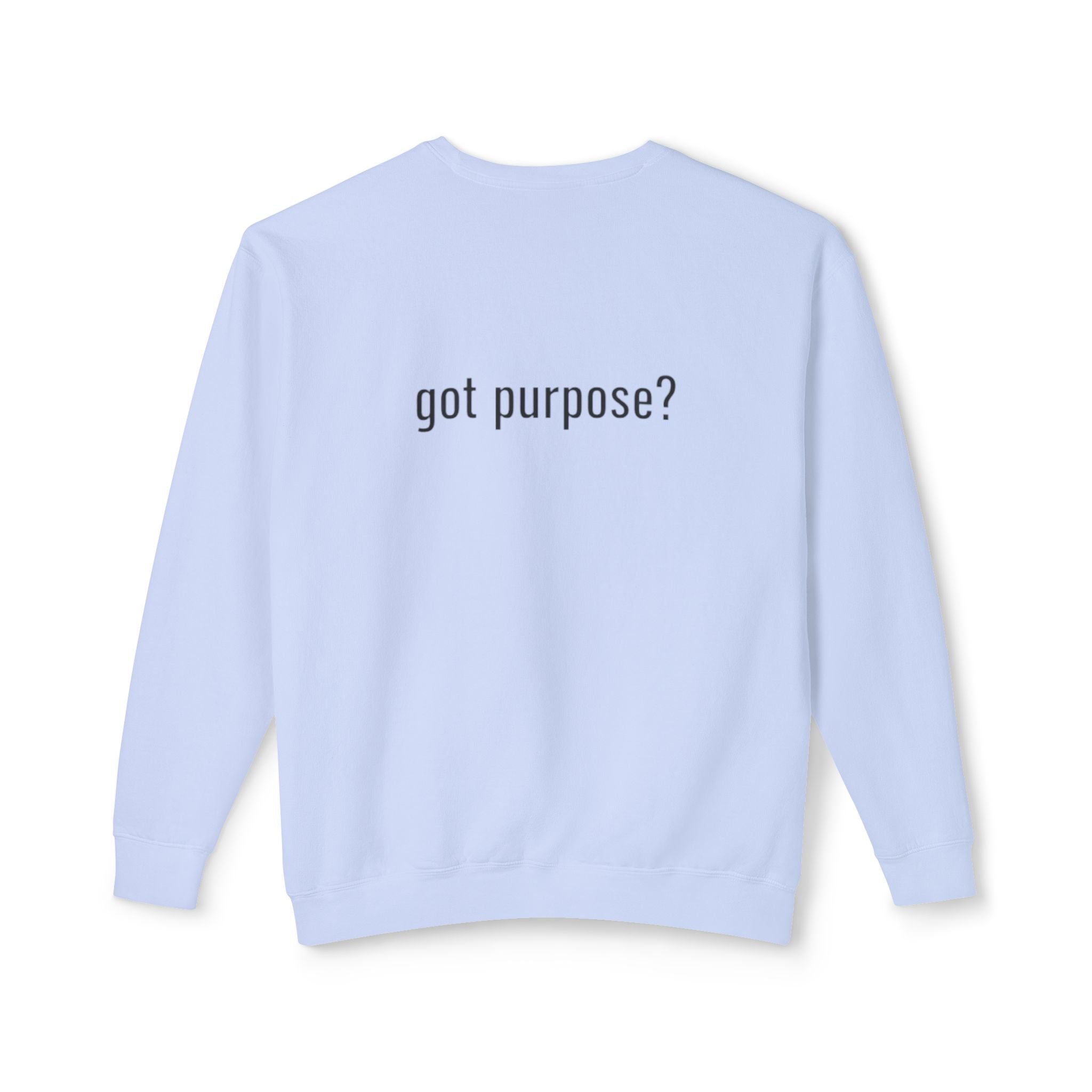 Crewneck Sweatshirt — 'Holistic Vocation' Front + 'got purpose?' Back Minimal Motivational Pullover