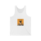 Honor your vocation Pug Meditation Tank Top — "Hello, Happiness" Graphic Cotton Jersey Tank