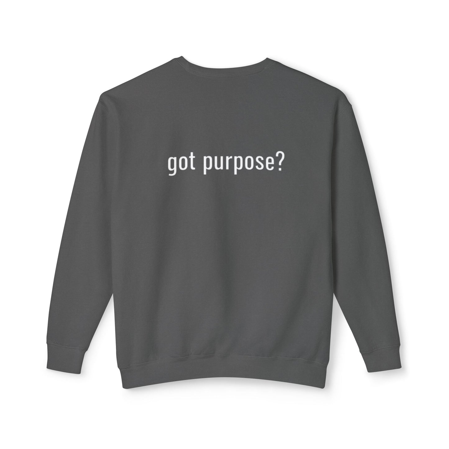 Crewneck Sweatshirt — 'Holistic Vocation' Front + 'got purpose?' Back Minimal Motivational Pullover