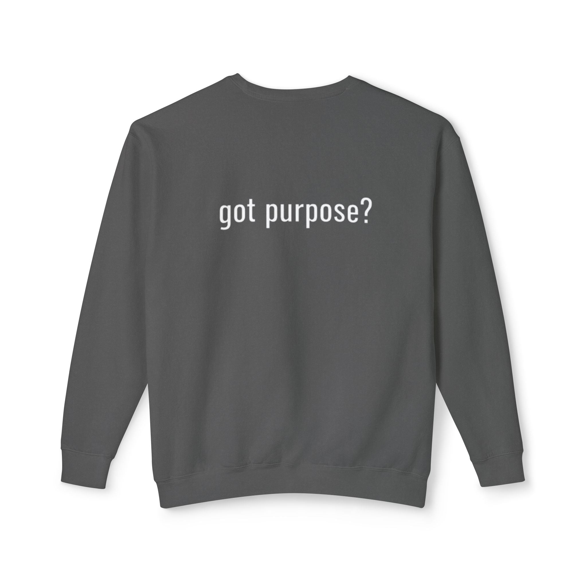 Crewneck Sweatshirt — 'Holistic Vocation' Front + 'got purpose?' Back Minimal Motivational Pullover