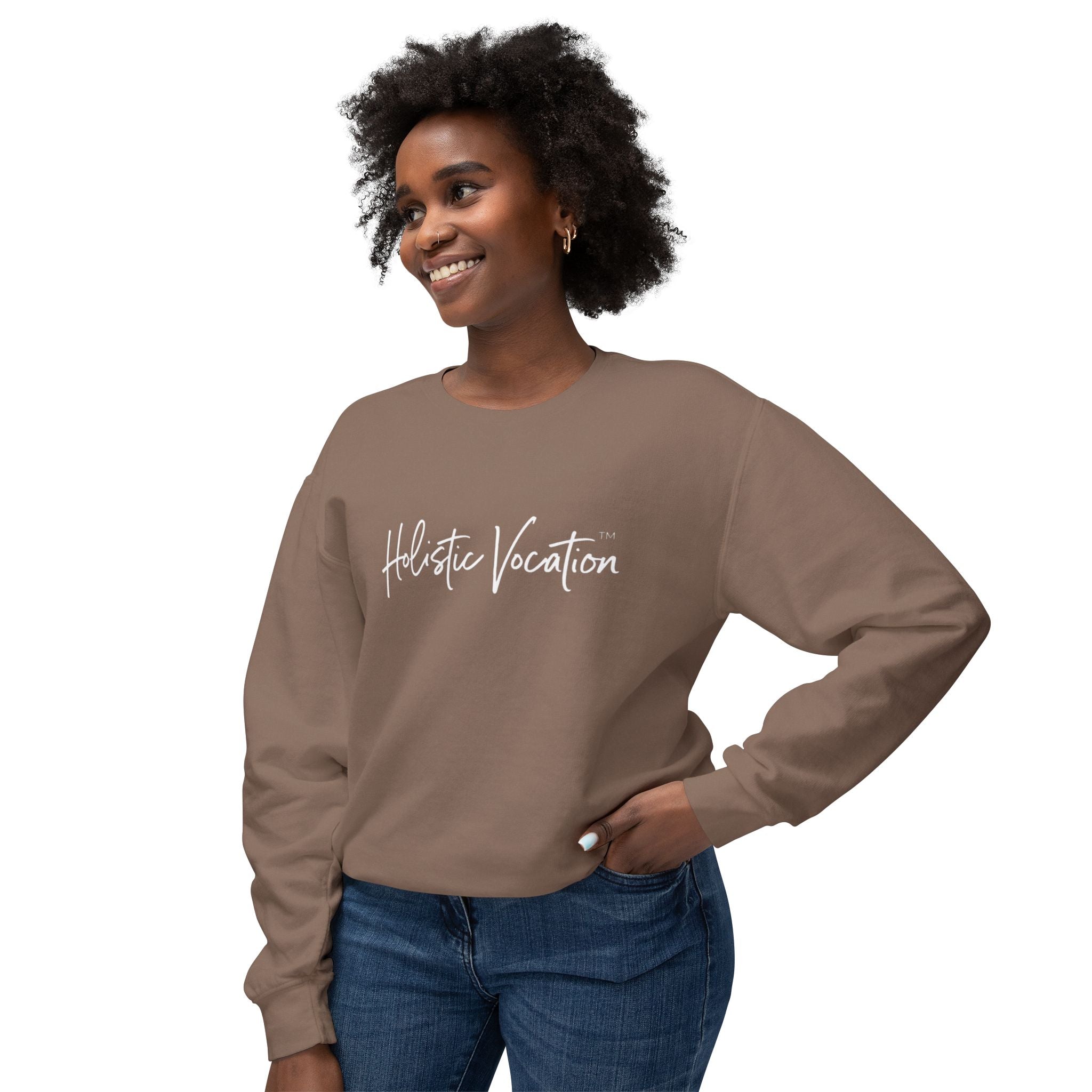 Crewneck Sweatshirt — 'Holistic Vocation' Front + 'got purpose?' Back Minimal Motivational Pullover