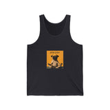 Honor your vocation Pug Meditation Tank Top — "Hello, Happiness" Graphic Cotton Jersey Tank