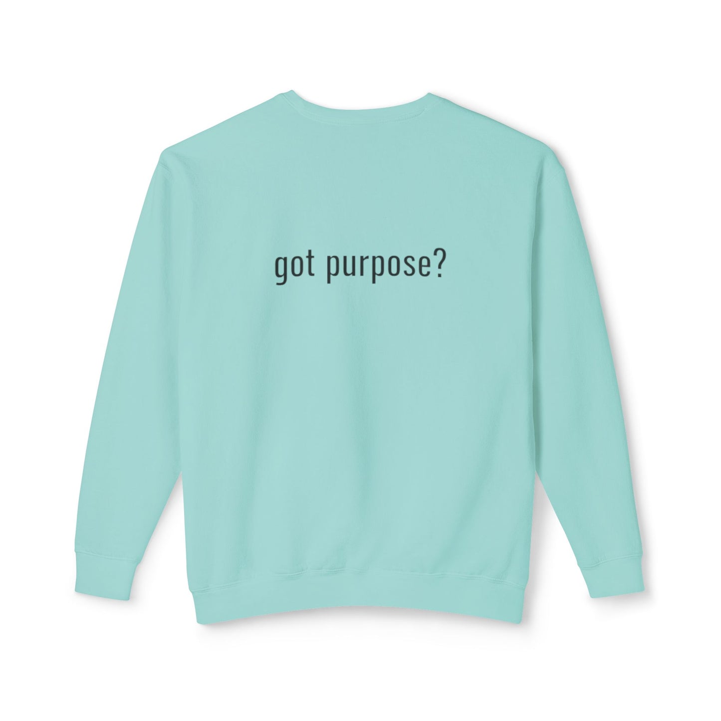 Crewneck Sweatshirt — 'Holistic Vocation' Front + 'got purpose?' Back Minimal Motivational Pullover