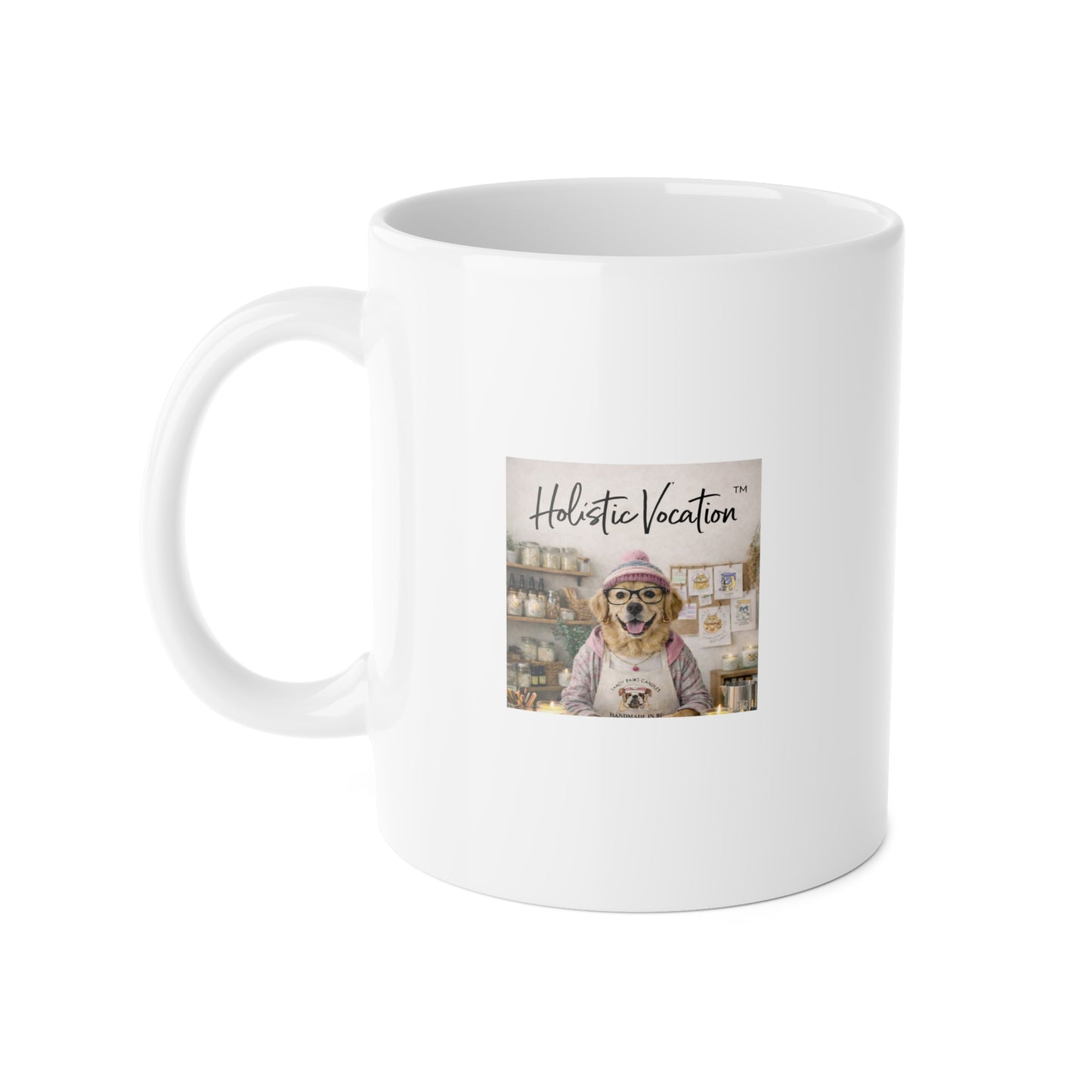 Honor your vocation Dog Barista Ceramic Mug — "Holistic Vocation" Cute Cafe Puppy Coffee Cup, Gift for Dog Lovers