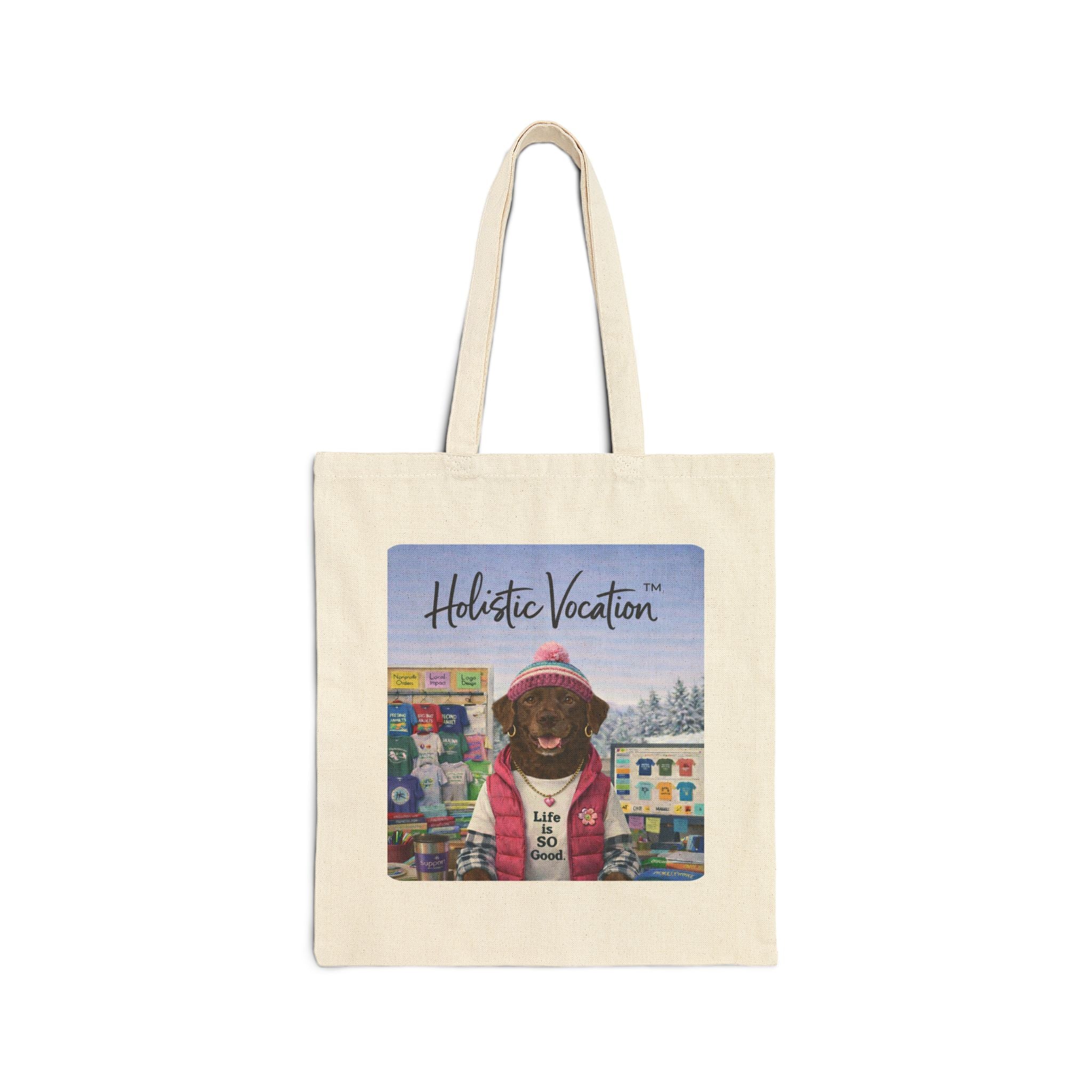 Honor your vocation Dog Canvas Tote Bag — Cute Travel Pup Graphic Cotton Tote