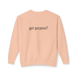Crewneck Sweatshirt — 'Holistic Vocation' Front + 'got purpose?' Back Minimal Motivational Pullover