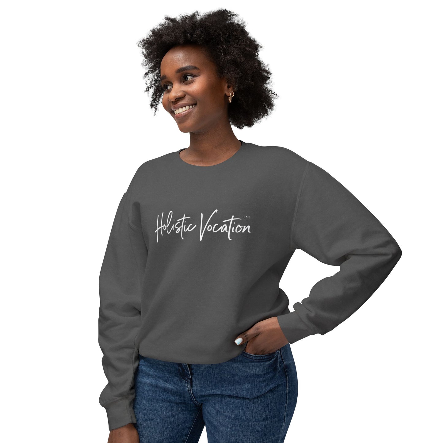 Crewneck Sweatshirt — 'Holistic Vocation' Front + 'got purpose?' Back Minimal Motivational Pullover