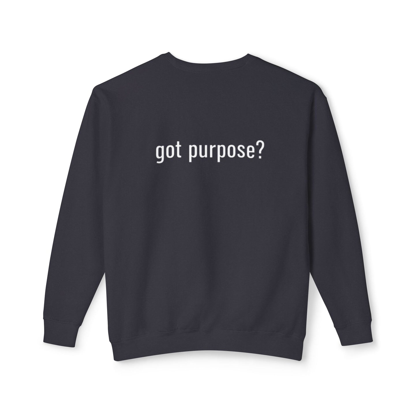 Crewneck Sweatshirt — 'Holistic Vocation' Front + 'got purpose?' Back Minimal Motivational Pullover
