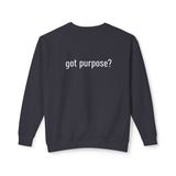 Crewneck Sweatshirt — 'Holistic Vocation' Front + 'got purpose?' Back Minimal Motivational Pullover