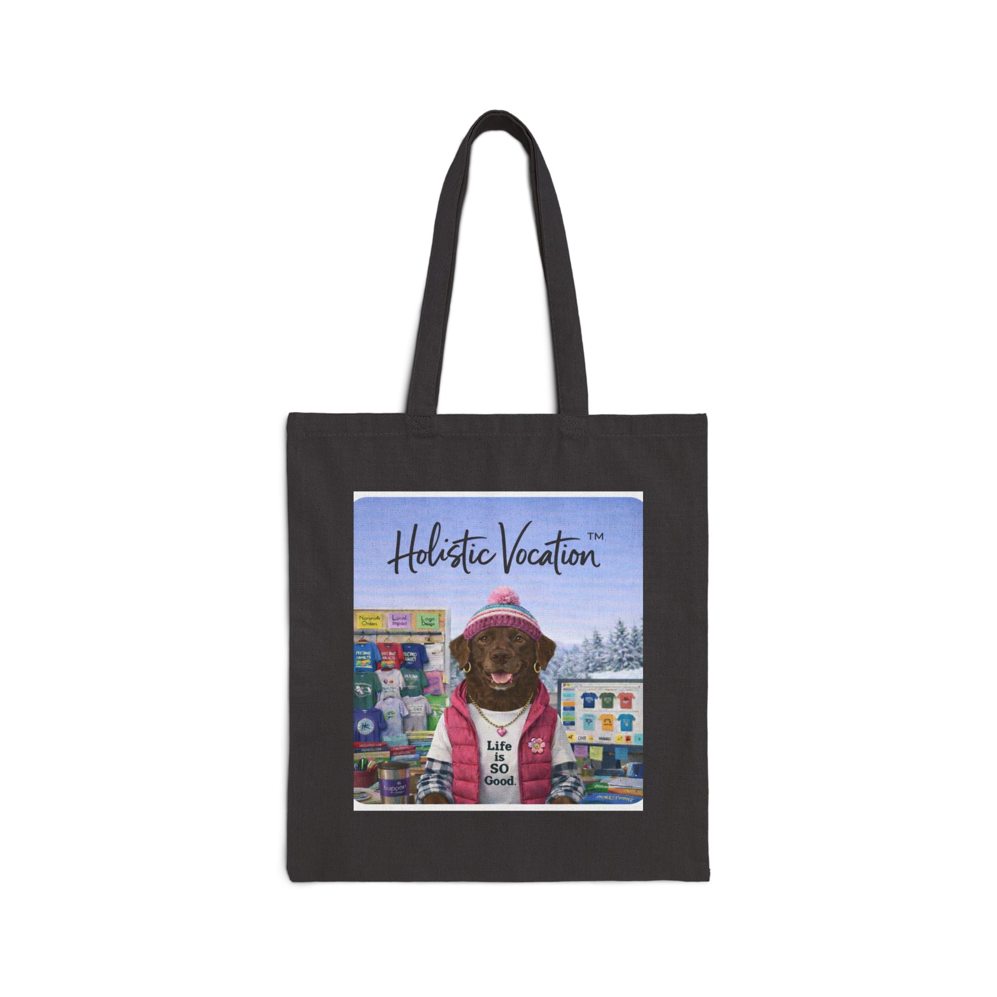 Honor your vocation Dog Canvas Tote Bag — Cute Travel Pup Graphic Cotton Tote