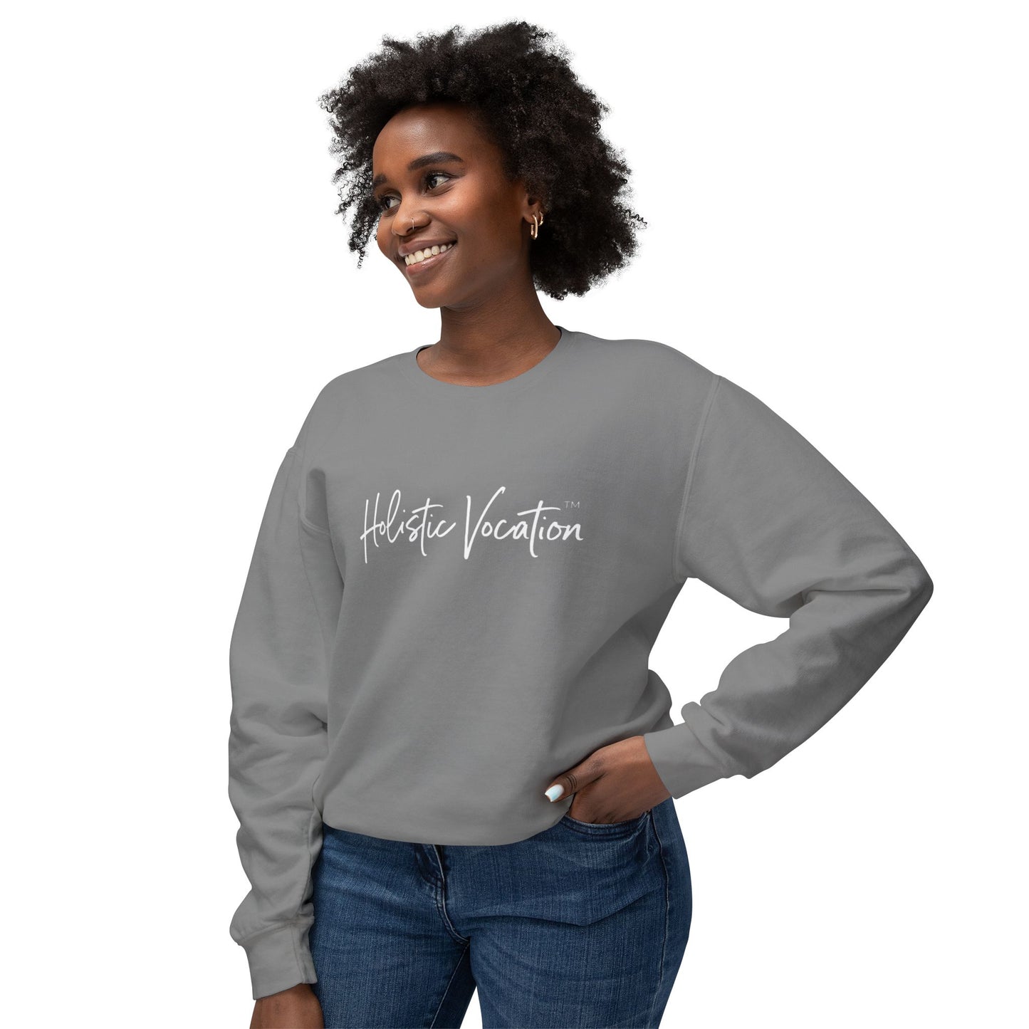 Crewneck Sweatshirt — 'Holistic Vocation' Front + 'got purpose?' Back Minimal Motivational Pullover