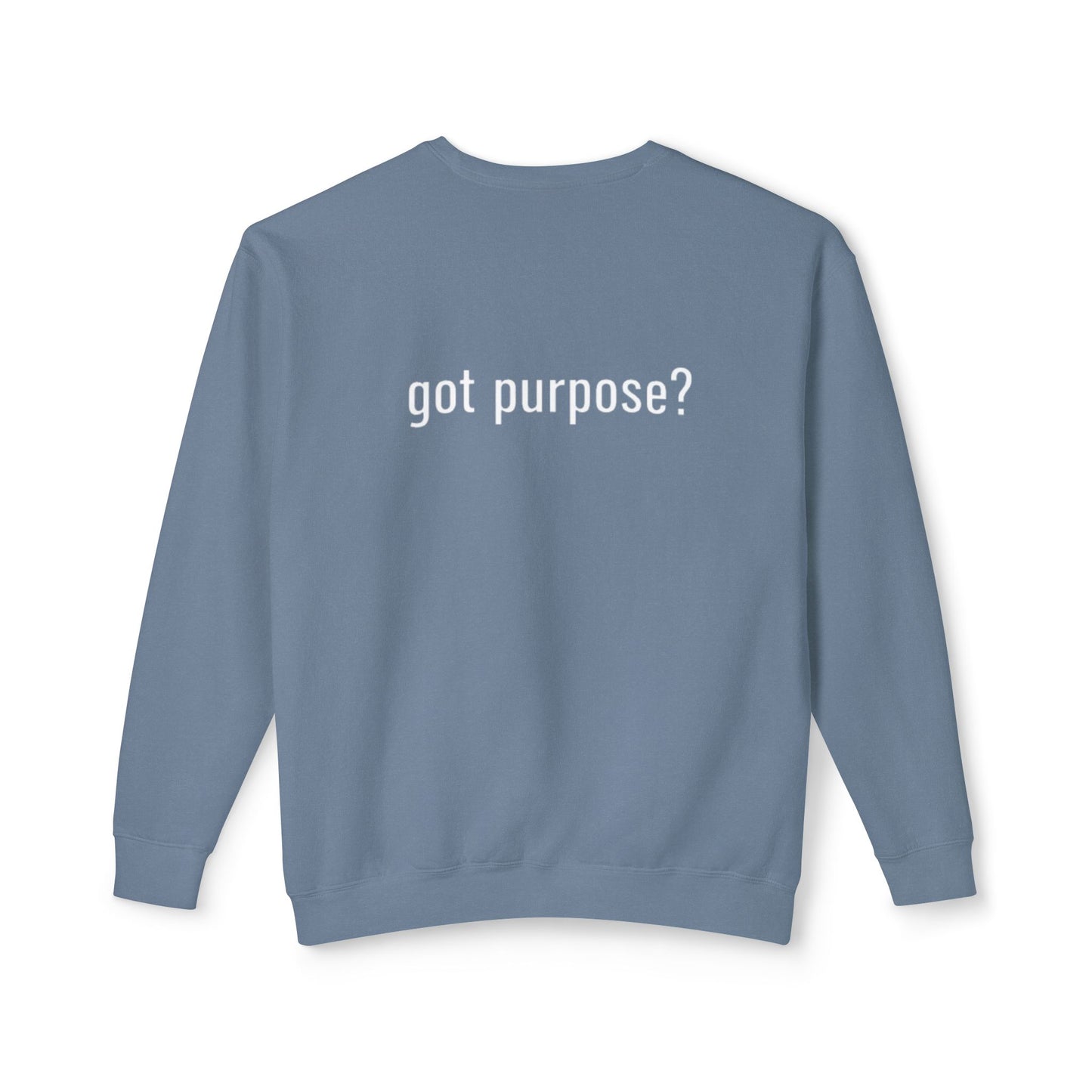 Crewneck Sweatshirt — 'Holistic Vocation' Front + 'got purpose?' Back Minimal Motivational Pullover