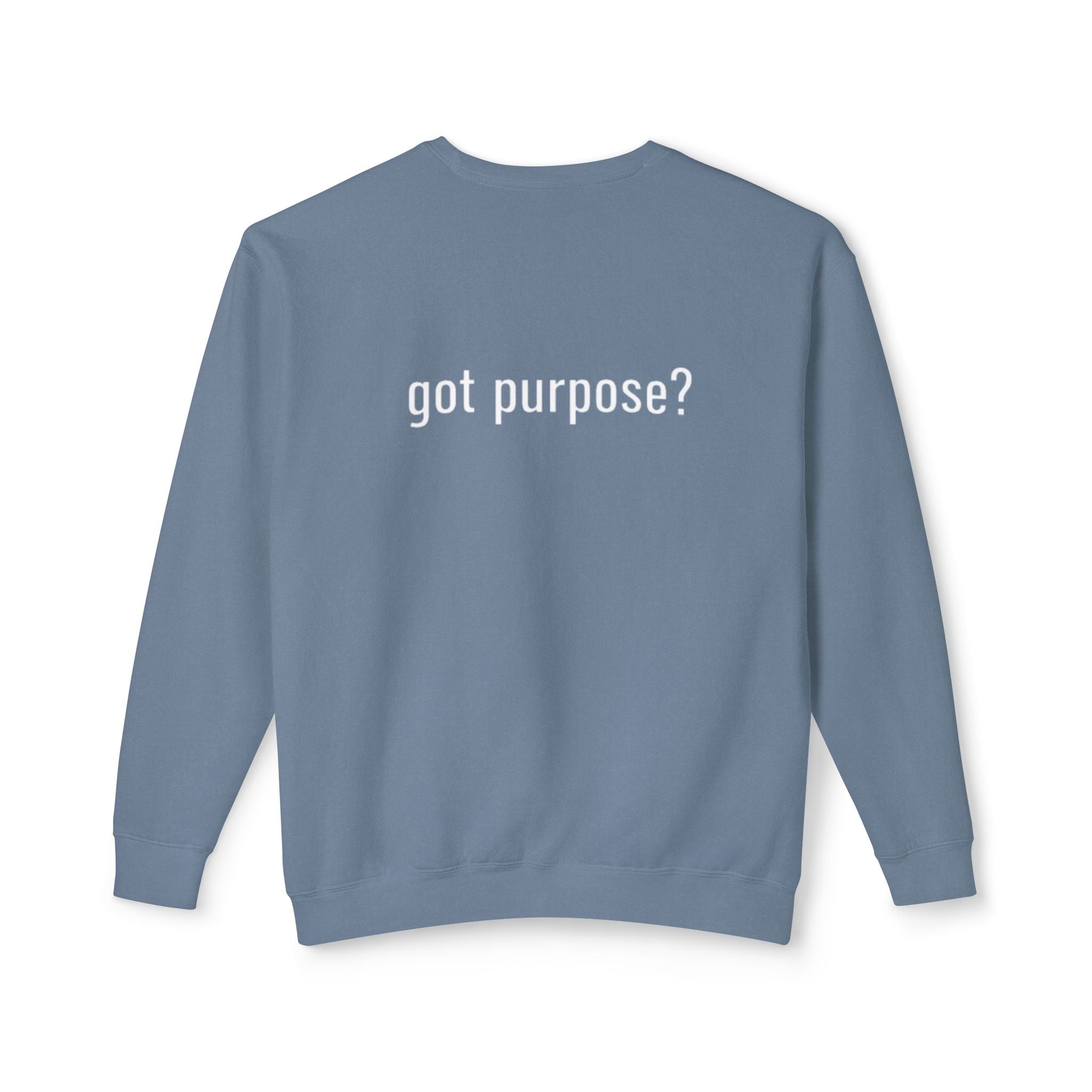 Crewneck Sweatshirt — 'Holistic Vocation' Front + 'got purpose?' Back Minimal Motivational Pullover