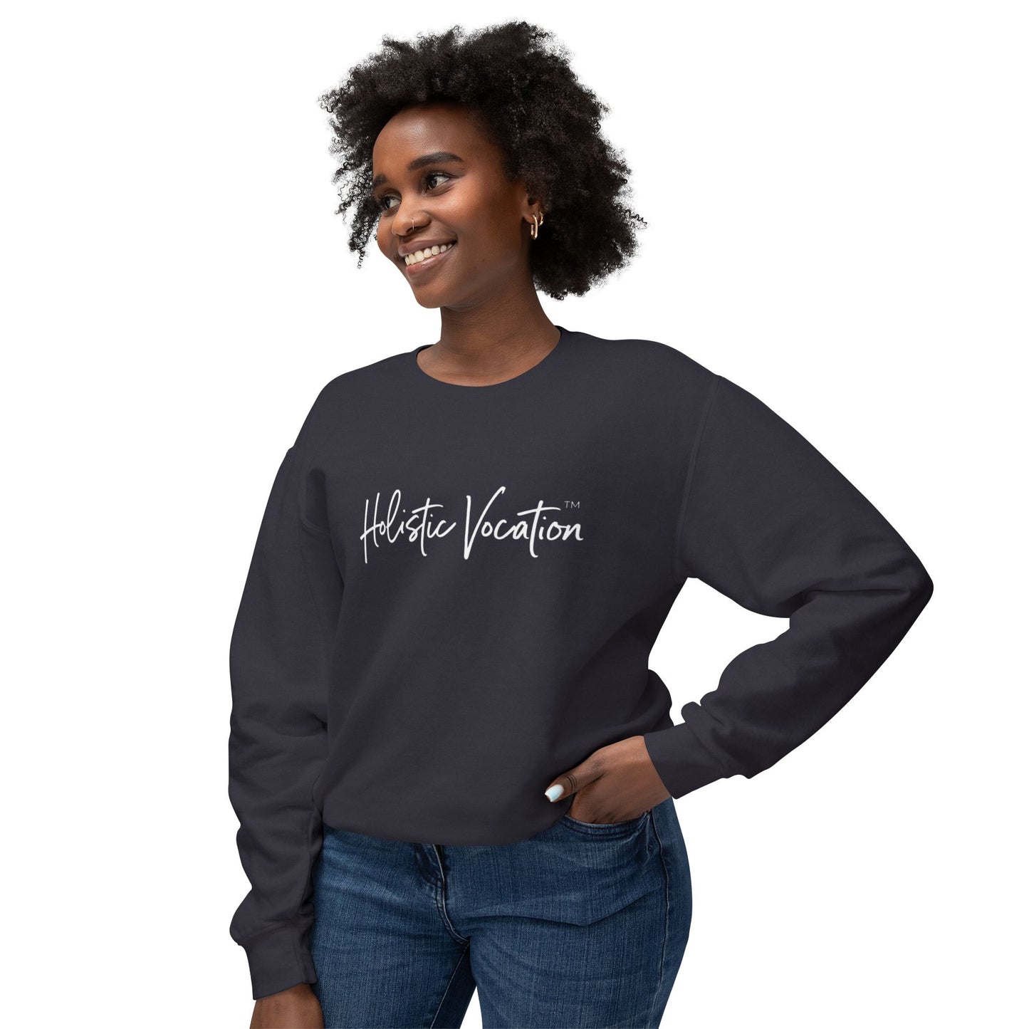 Crewneck Sweatshirt — 'Holistic Vocation' Front + 'got purpose?' Back Minimal Motivational Pullover