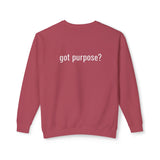 Crewneck Sweatshirt — 'Holistic Vocation' Front + 'got purpose?' Back Minimal Motivational Pullover
