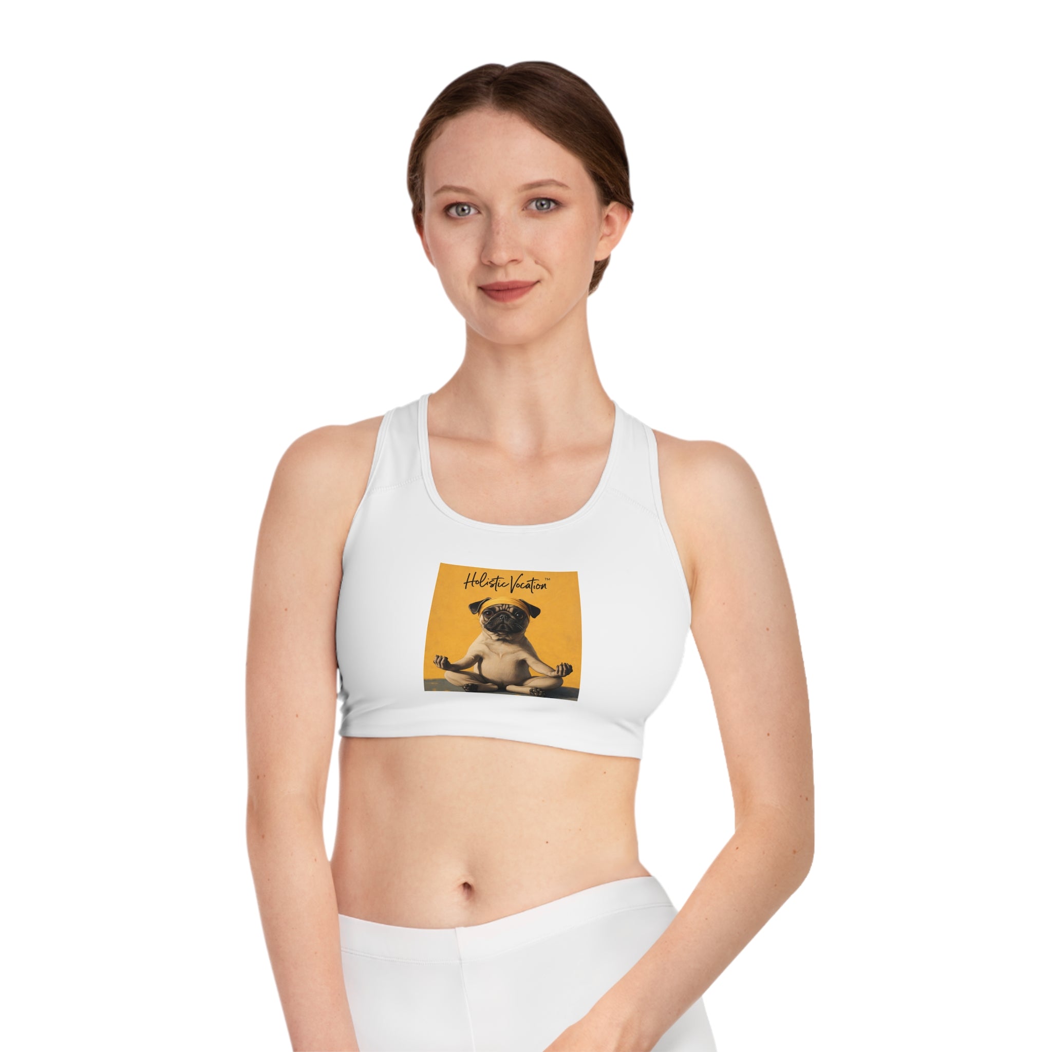 Honor your vocation Pug Meditation Sports Bra