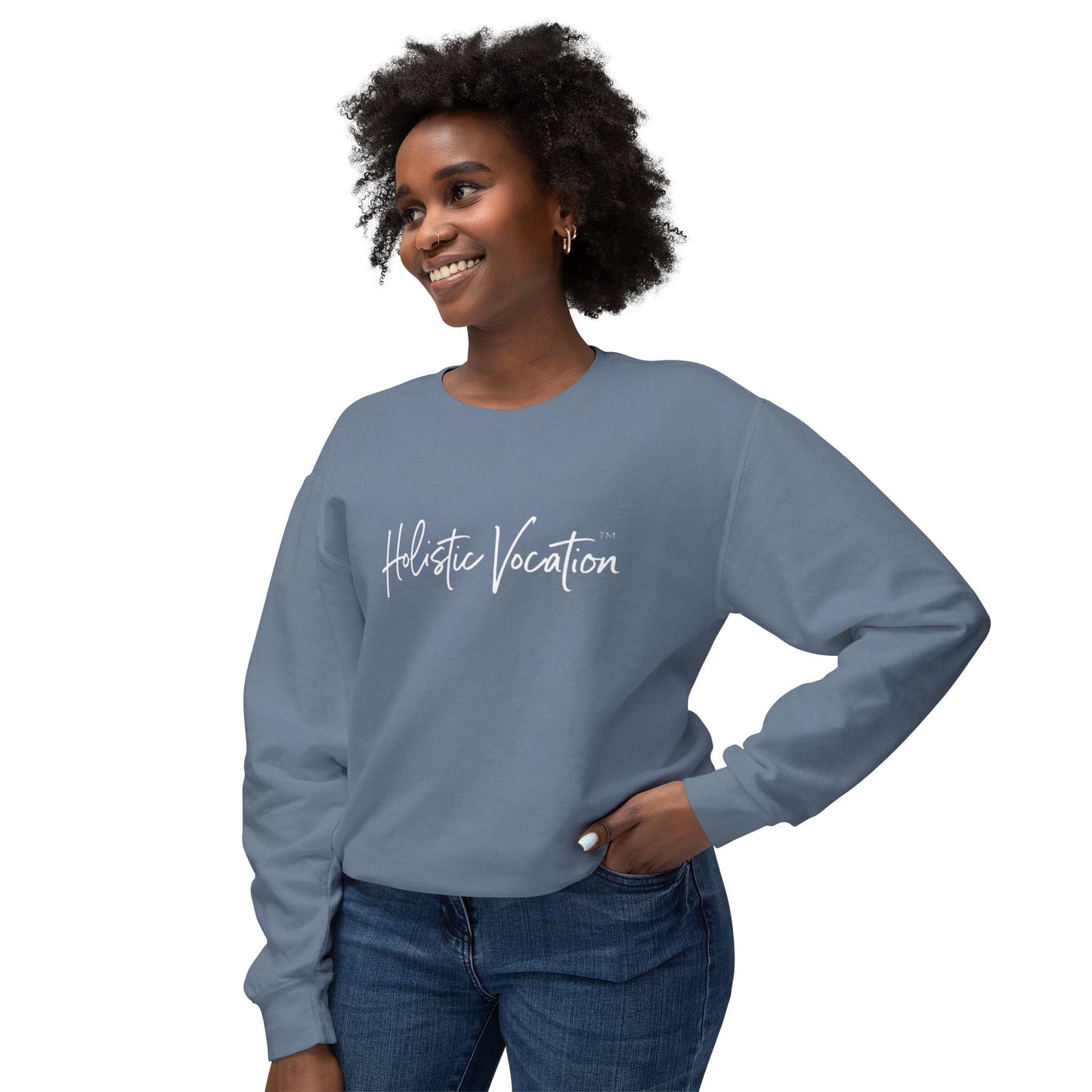Crewneck Sweatshirt — 'Holistic Vocation' Front + 'got purpose?' Back Minimal Motivational Pullover