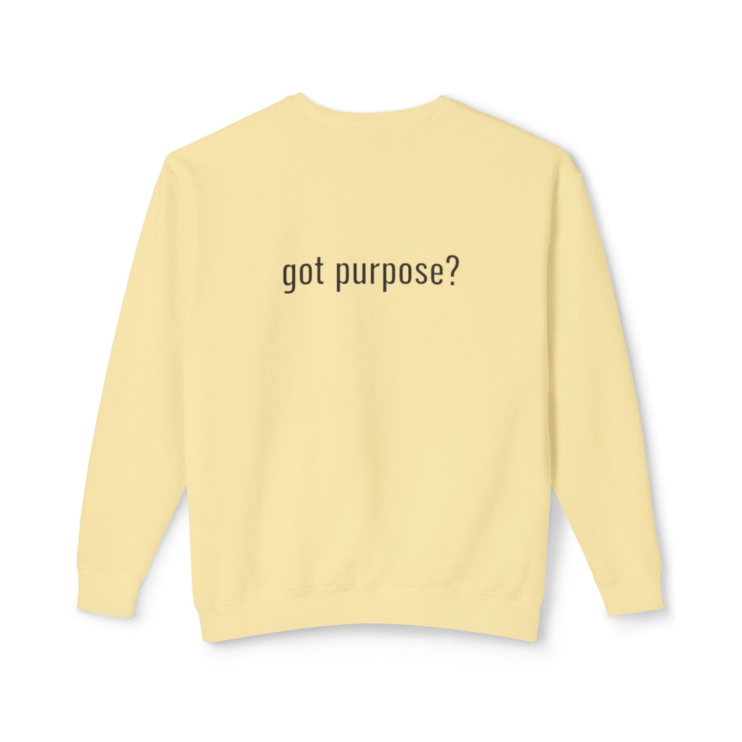 Crewneck Sweatshirt — 'Holistic Vocation' Front + 'got purpose?' Back Minimal Motivational Pullover