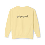 Crewneck Sweatshirt — 'Holistic Vocation' Front + 'got purpose?' Back Minimal Motivational Pullover