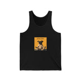 Honor your vocation Pug Meditation Tank Top — "Hello, Happiness" Graphic Cotton Jersey Tank