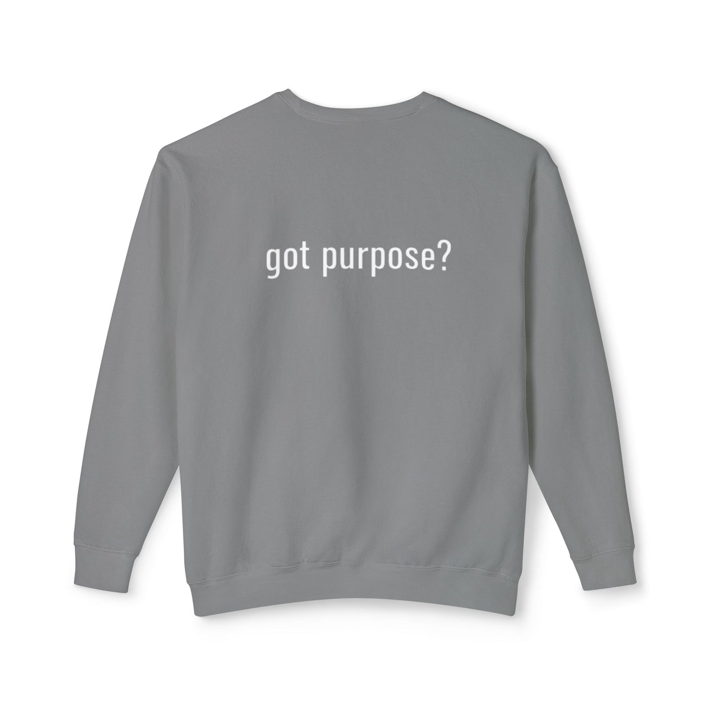 Crewneck Sweatshirt — 'Holistic Vocation' Front + 'got purpose?' Back Minimal Motivational Pullover