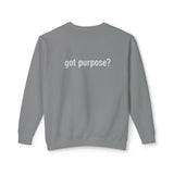 Crewneck Sweatshirt — 'Holistic Vocation' Front + 'got purpose?' Back Minimal Motivational Pullover