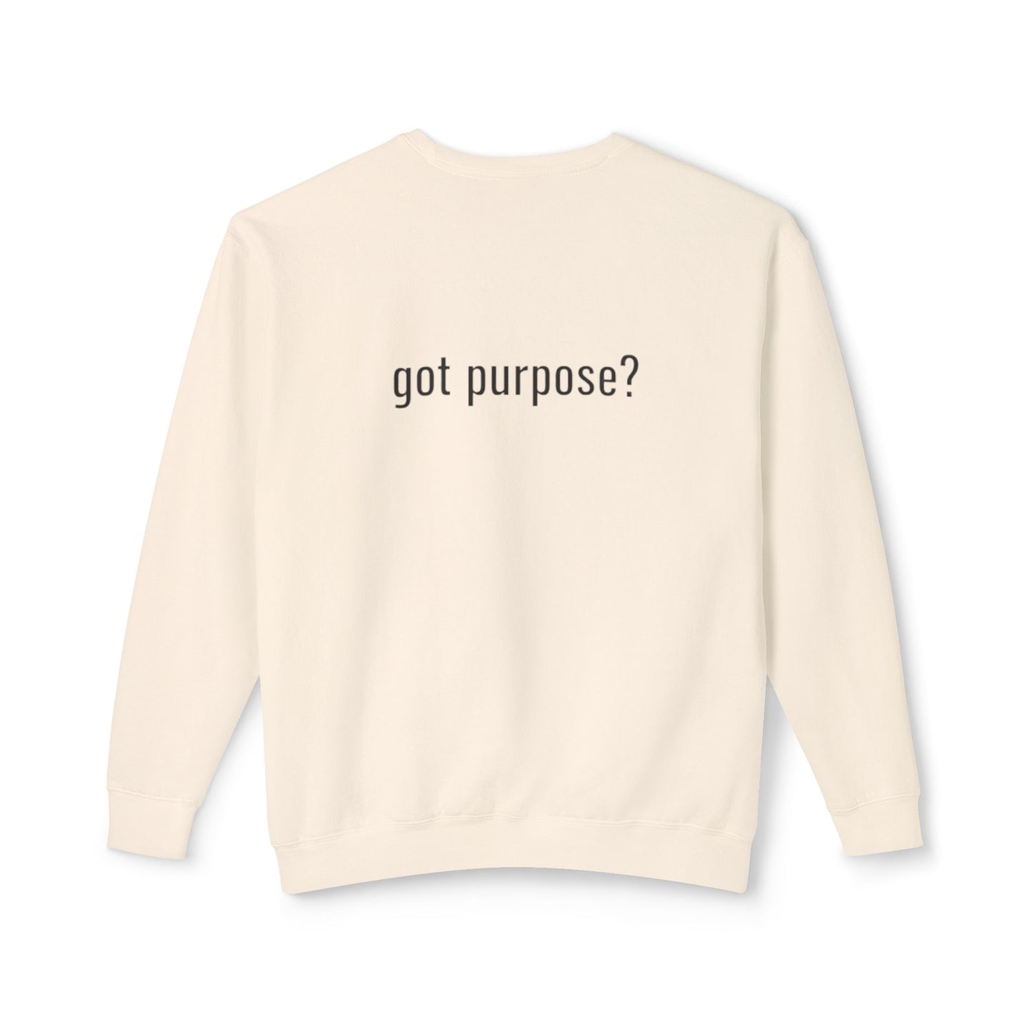 Crewneck Sweatshirt — 'Holistic Vocation' Front + 'got purpose?' Back Minimal Motivational Pullover