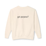 Crewneck Sweatshirt — 'Holistic Vocation' Front + 'got purpose?' Back Minimal Motivational Pullover