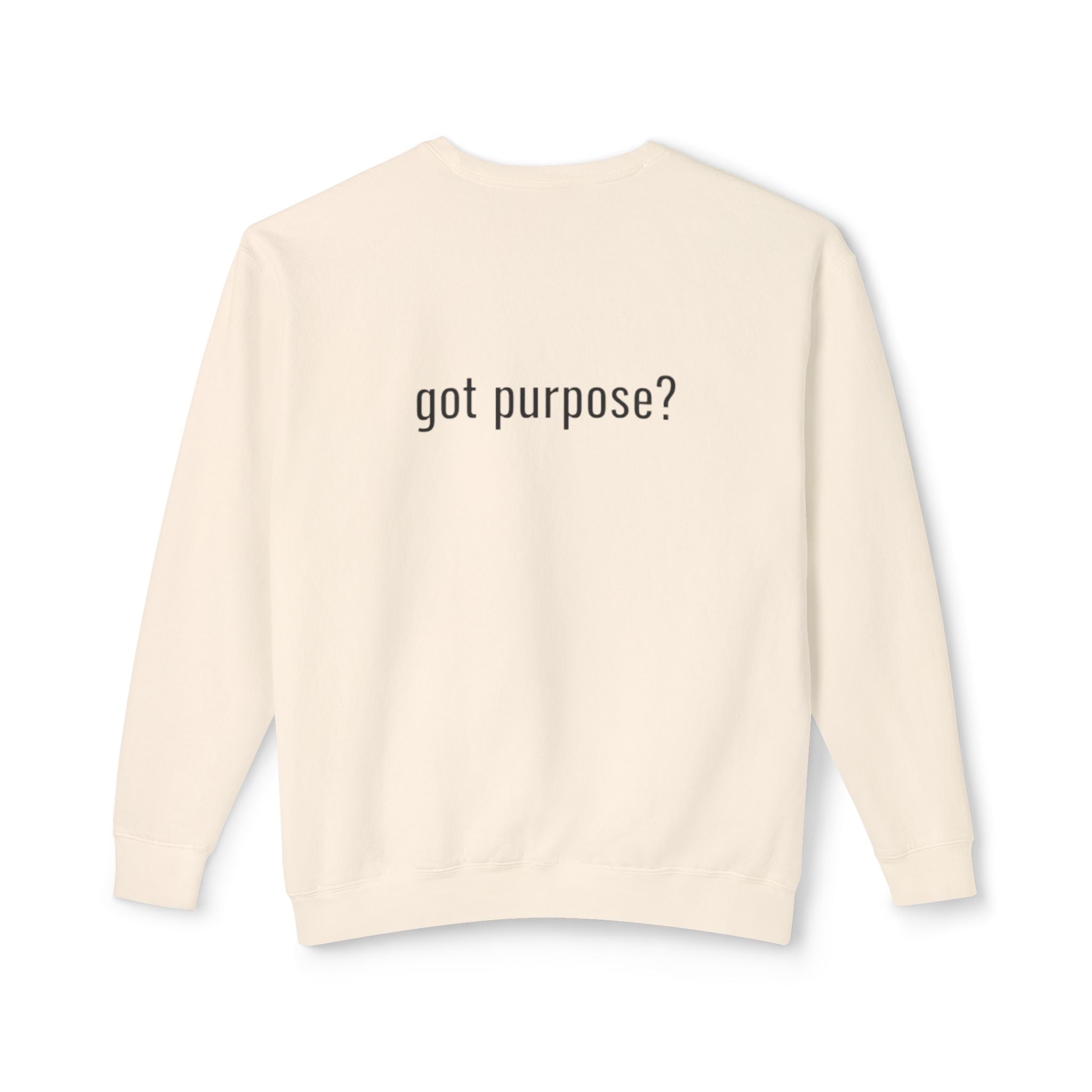 Crewneck Sweatshirt — 'Holistic Vocation' Front + 'got purpose?' Back Minimal Motivational Pullover