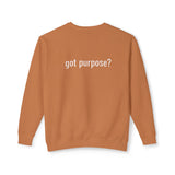 Crewneck Sweatshirt — 'Holistic Vocation' Front + 'got purpose?' Back Minimal Motivational Pullover